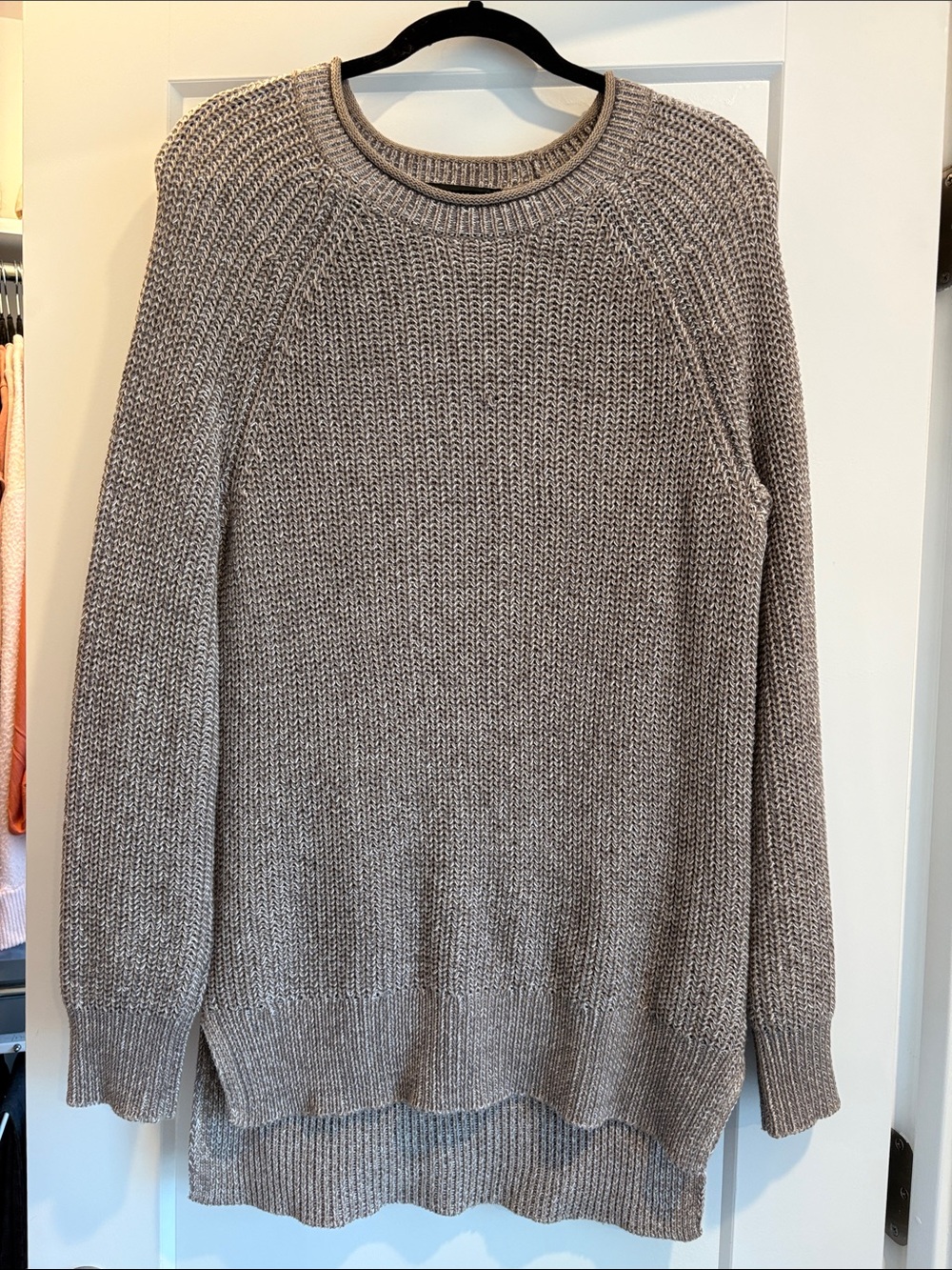 Women’s Oversized Crewneck Knit Sweater in Taupe